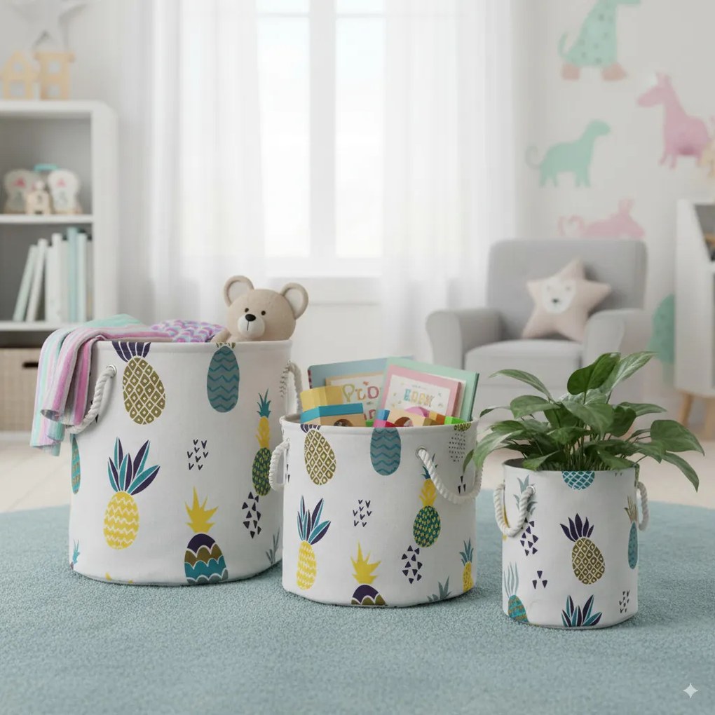 Ananászos tároló kosár 30 x 35 cm - s méret