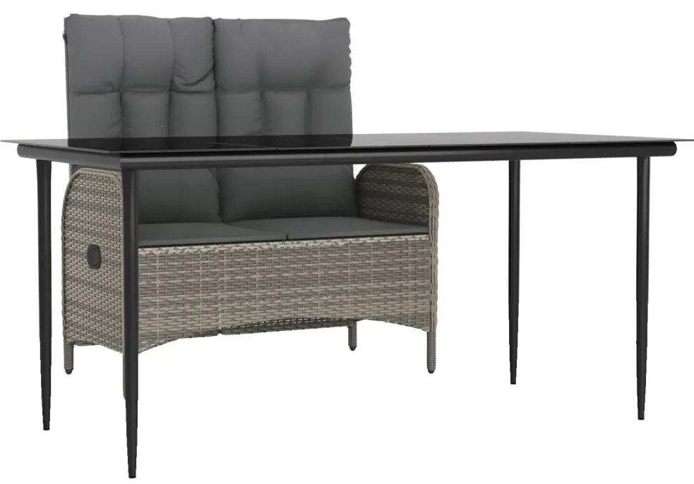 vidaXL 2 részes szürke polyrattan kerti étkezőgarnitúra párnákkal