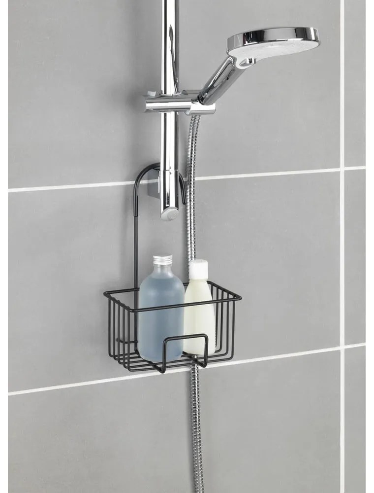 Fekete függő rozsdamentes acél fürdőszobai polc Milito – Wenko