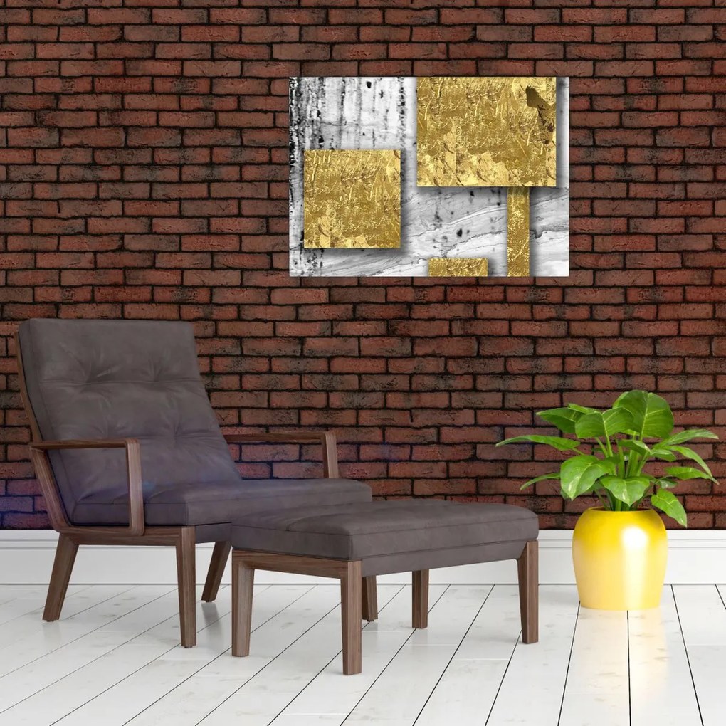 Üveg kép - Arany négyzetek N⁰3 (70x50 cm)