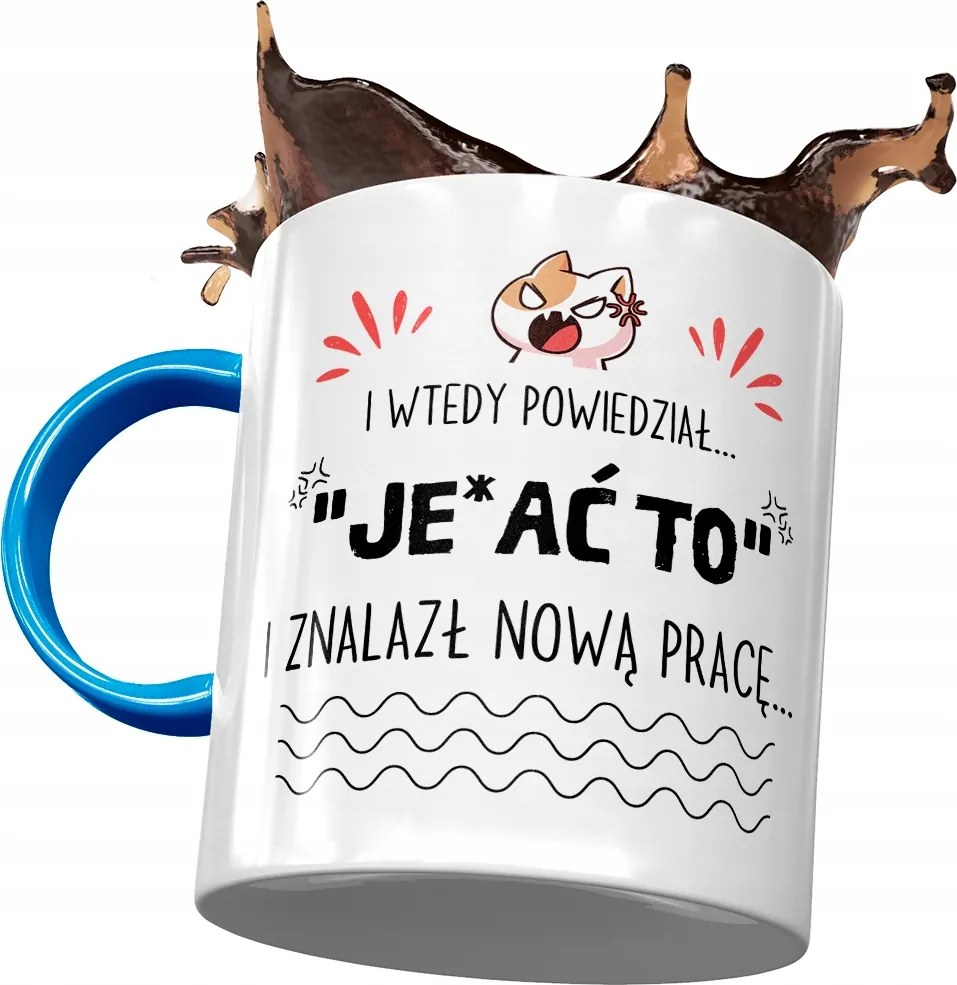 Kék Bögre Búcsú a Munkától Ajándék Nyomtatott Fotóval