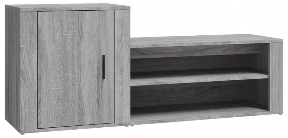 szürke sonoma színű szerelt fa cipősszekrény 130 x 35 x 54 cm