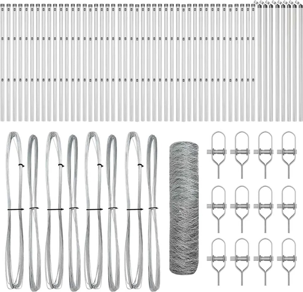 vidaXL Kerítésoszlop Ezüst 100 x 0,4 m (50 mm háló) Acél