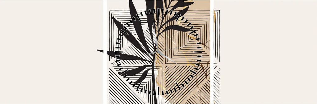 Kép - Absztrakció trópusi levelekkel N⁰1 (órával) (90x30 cm)