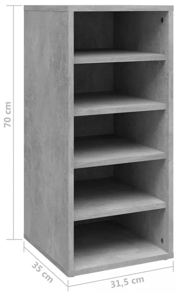 2 db betonszürke szerelt fa cipősszekrény 31,5 x 35 x 70 cm