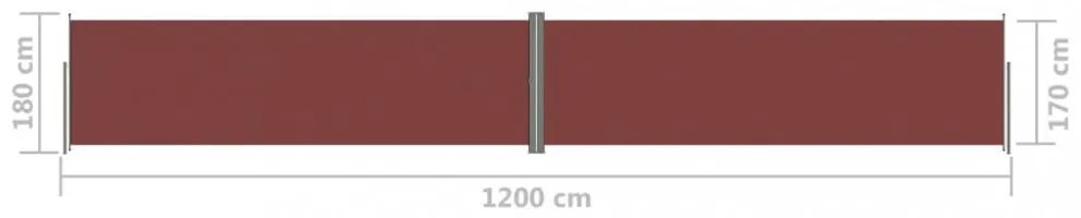 barna behúzható oldalsó napellenző 180 x 1200 cm