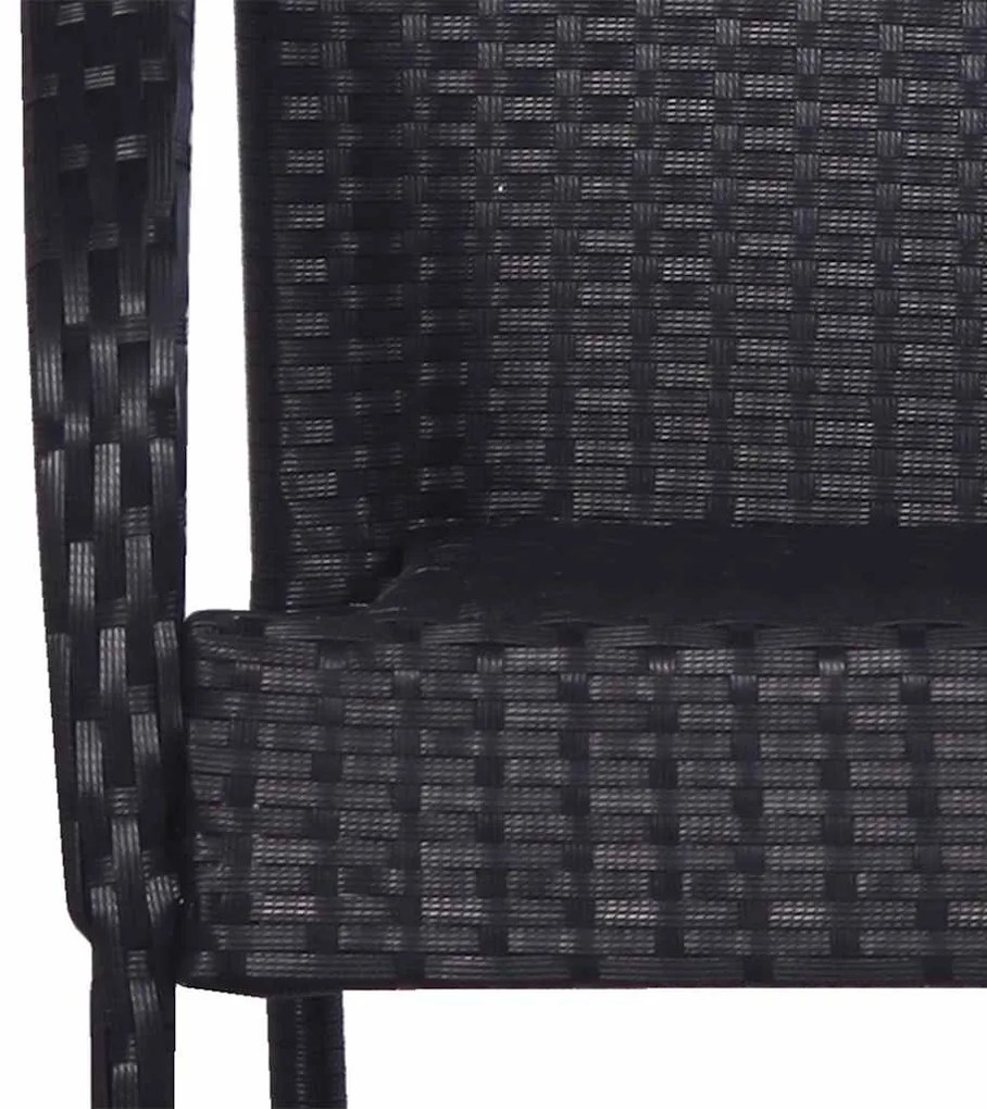 4 db fekete rakásolható polyrattan kültéri szék
