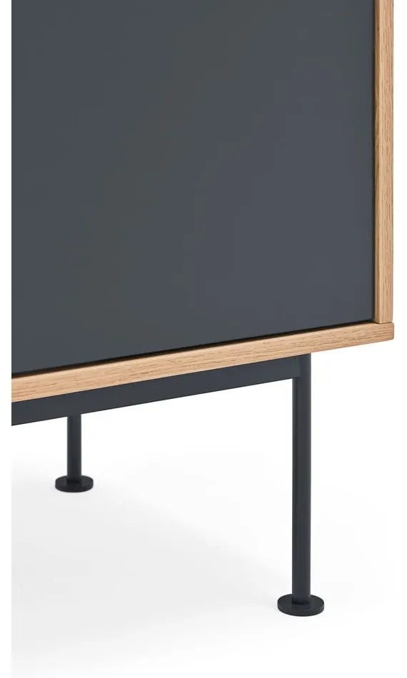 Yoko antracitszürke komód tölgyfa dekorral, szélesség 180 cm - Teulat