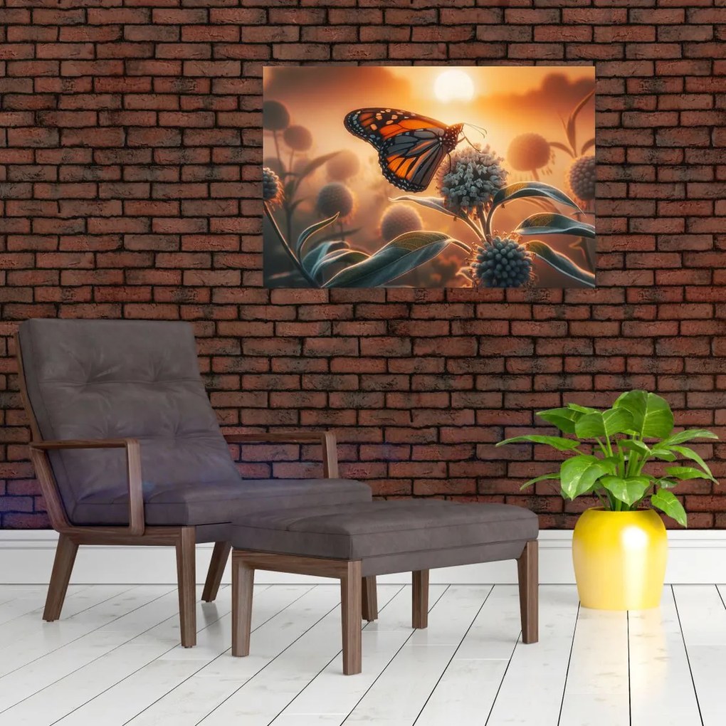 Kép – Pillangó a lenyugvó napban (90x60 cm)