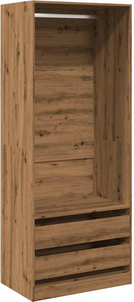 vidaXL kézműves tölgy színű szerelt fa ruhásszekrény 80 x 50 x 200 cm