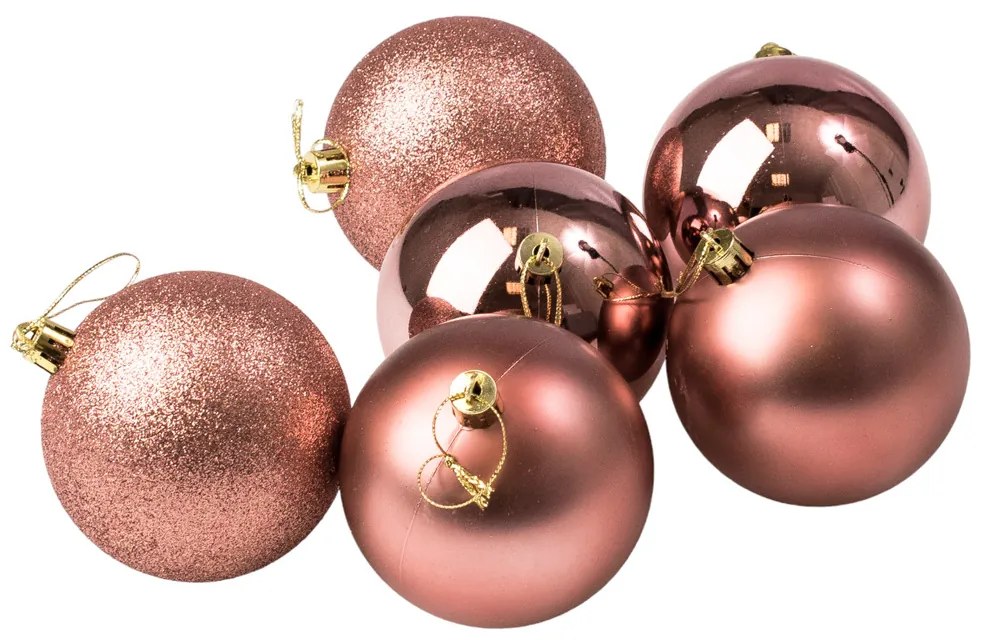 6db-os 8cm-es karácsonyi gömb szett - Rose gold