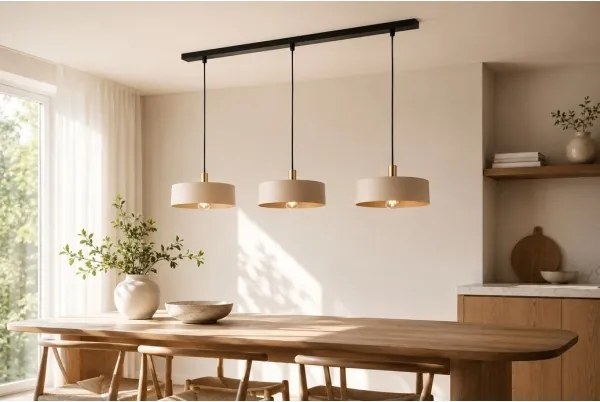 LATTE kábeles csillár 3xE27/60W/230V bézs/fekete/arany