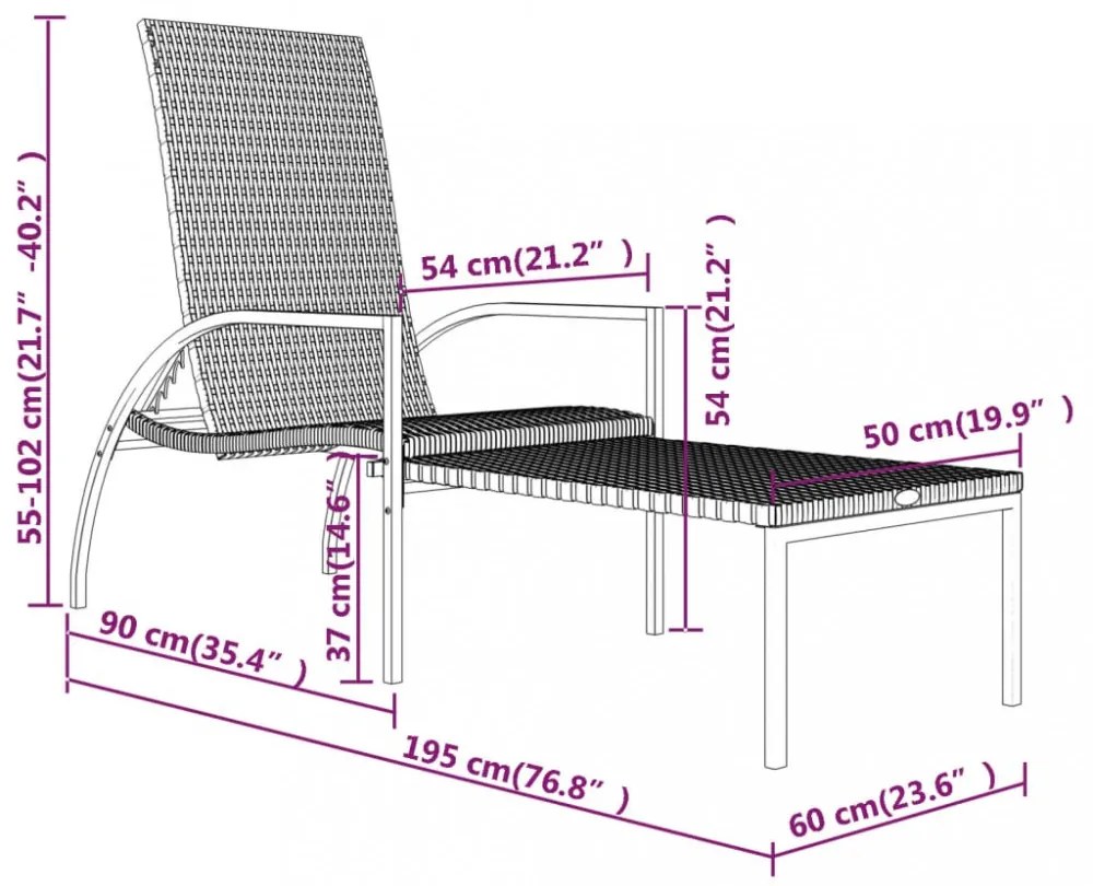2 db barna polyrattan napozóágy lábtartóval