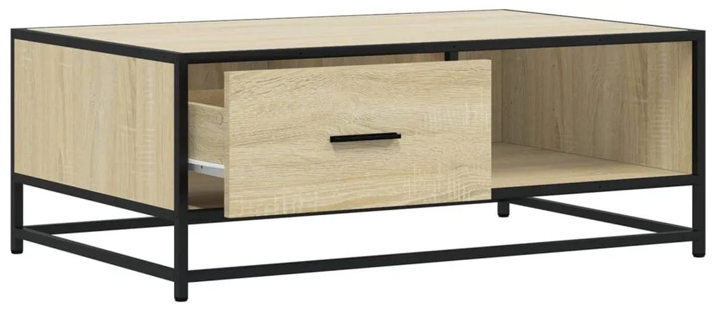 sonoma tölgy szerelt fa és fém dohányzóasztal 90 x 57 x 35 cm