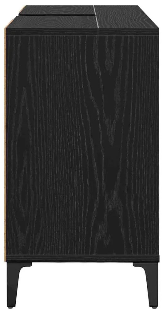 vidaXL Mosdókagyló szekrény polcokkal Fekete tölgy 80 x 33 x 60 cm