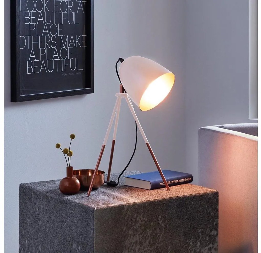 Eglo 49727 - Asztali lámpa CHESTER 1xE27/60W/230V fehér/réz