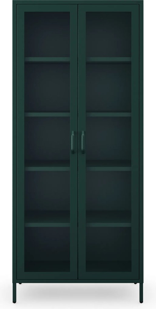 Üvegvitrin a nappaliba, lábakon álló, palackzöld, 800x1850x450 mm: ANGELO Modern