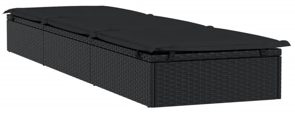 2 db fekete polyrattan napágy asztallal
