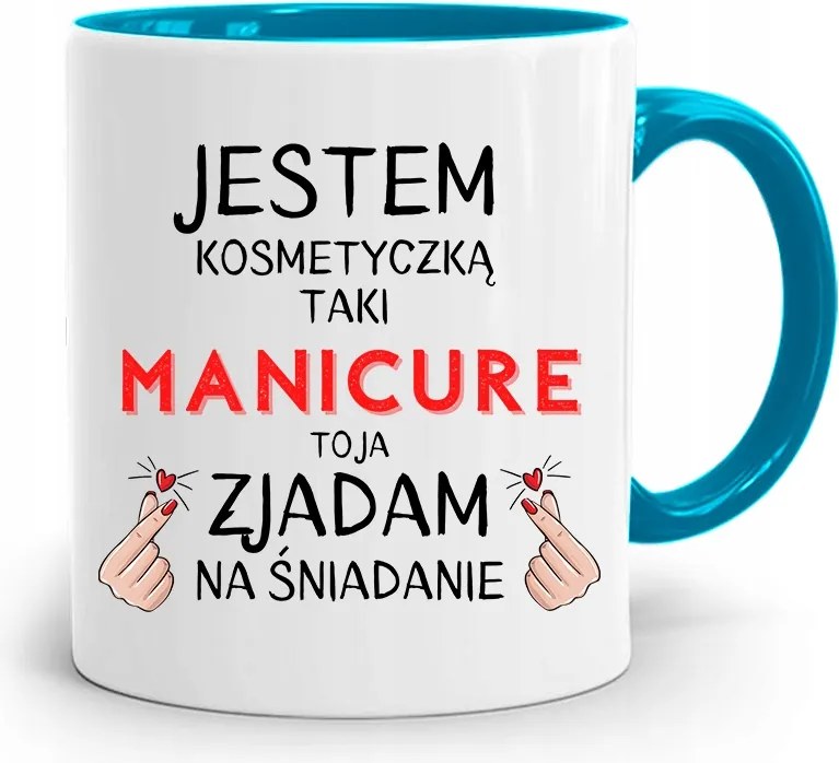 Kék Bögre Kozmetikusnak Kozmetikus Vagyok, fényképes nyomattal