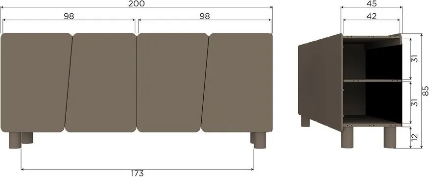 Barna borovi fenyő komód 200x85x45 cm Root – WOOOD