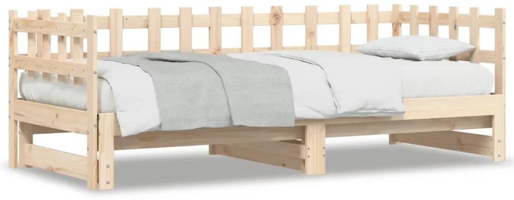 tömör fa kihúzható nappali ágy matrac nélkül 2x(90x190) cm