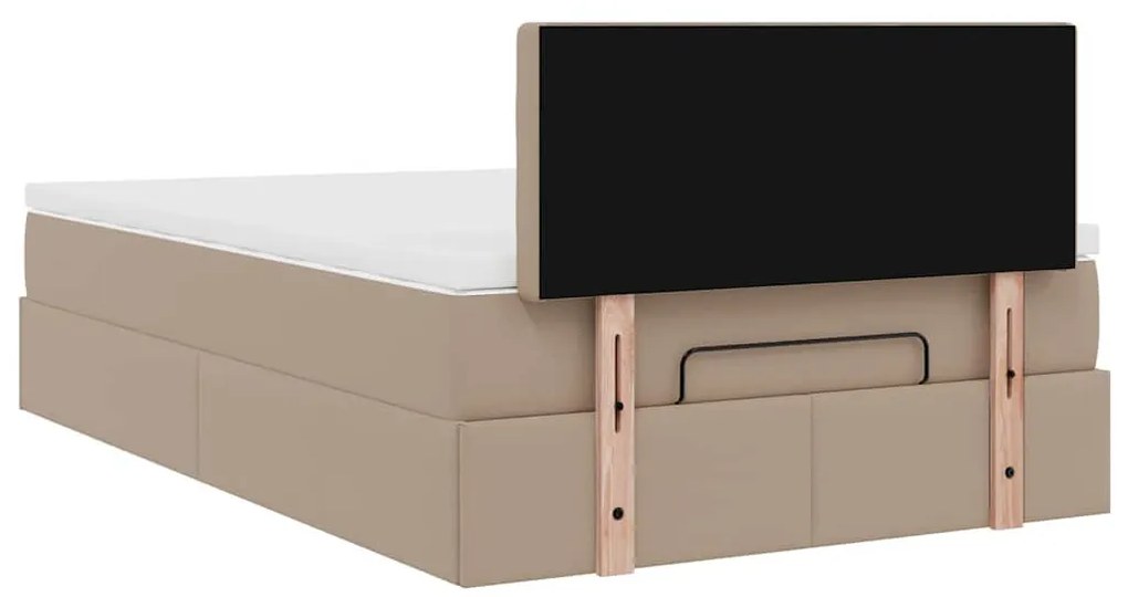 cappuccino műbőr ottomán ágy matracokkal & LED-ek 120x190 cm