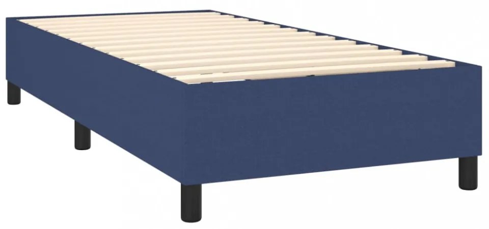 kék szövet rugós és LED-es ágy matraccal 90x200 cm