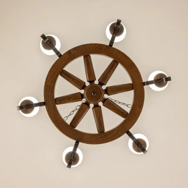 Brilagi - ROATA láncos csillár 6xE14/40W/230V, átmérő 70 cm, bükk/dió