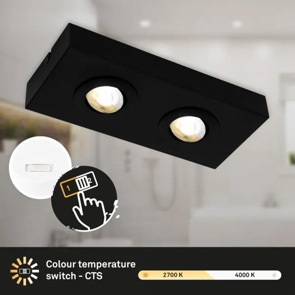 Briloner 3996025 - LED Spotlámpa CTS 2xLED/4W/230V 2700/4000K fekete