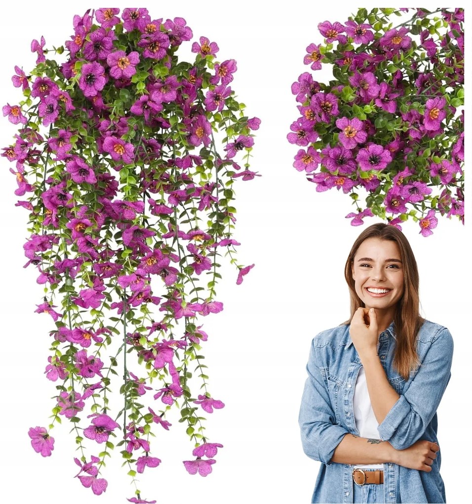 Szörfözés Mesterséges Muskátli, Mint Egy Élő Petúnia Fukszia Az Erkélyen Kúszónövények