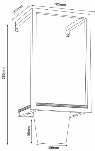 Fali virágcserép 38x18 cm fekete