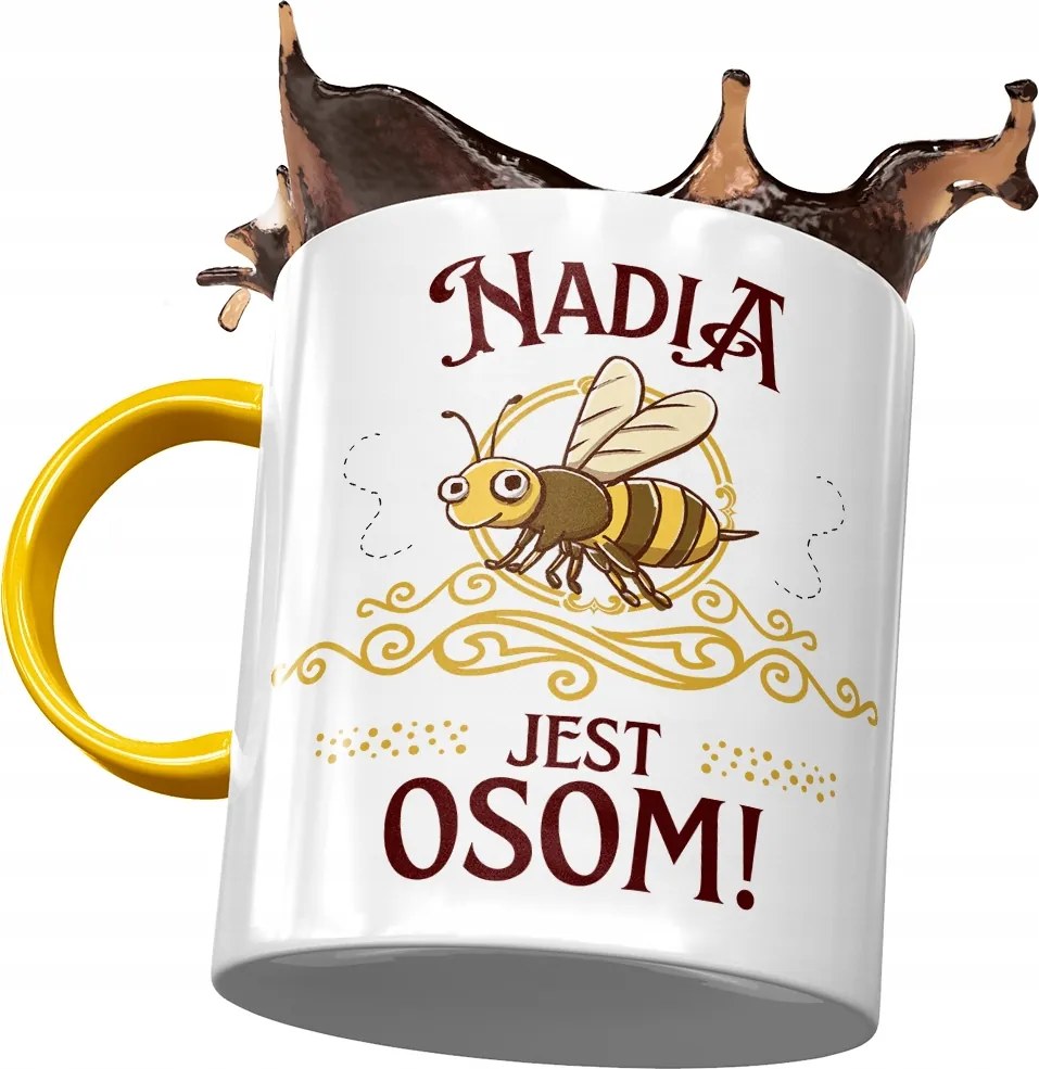 Sárga Bögre Nadia Barátnő Feleség Ajándék Nyomtatott Fotóval