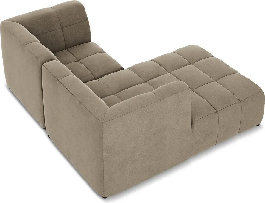 Barna bársony sarokkanapé (bal oldali-heverő résszel) Aloha – Makamii