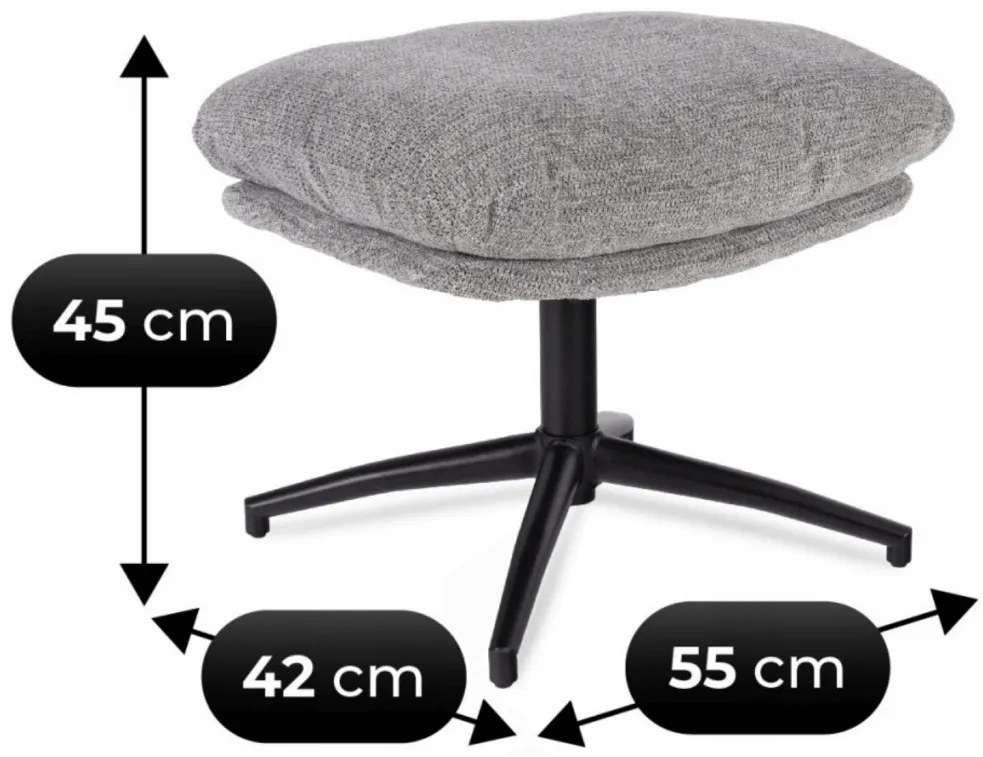 Forgó Relaxfotel Lábtartóval Szürke Színben. FREMONT