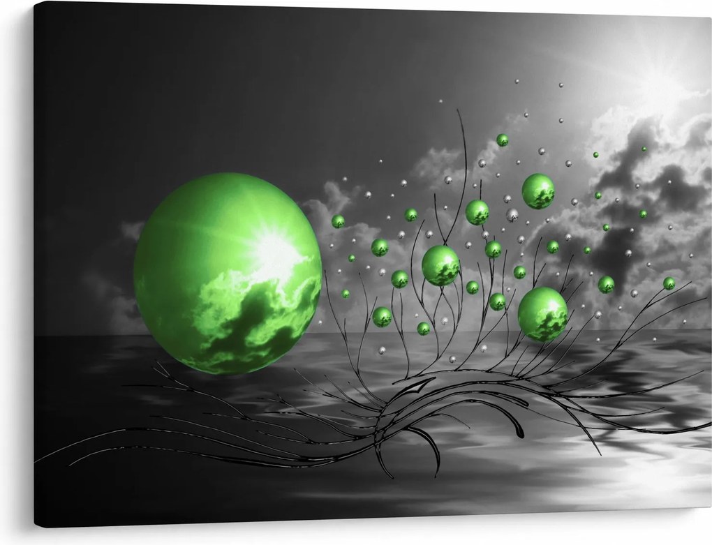 Zöld absztrakt gömbök képe (70x50 cm)