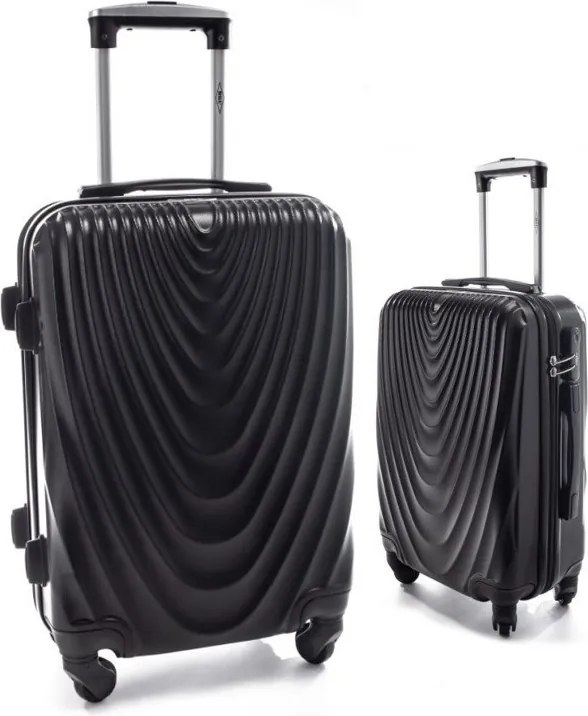 Fekete 2 részes szett keményfedeles bőrönddel „Motion” – M, L + M, XL