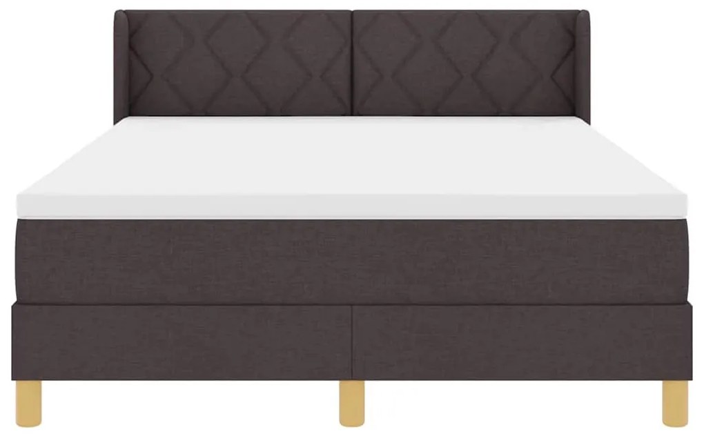 Boxrugós ágy matracmal Sötétbarna és fehér 160 x 200 cm szövet