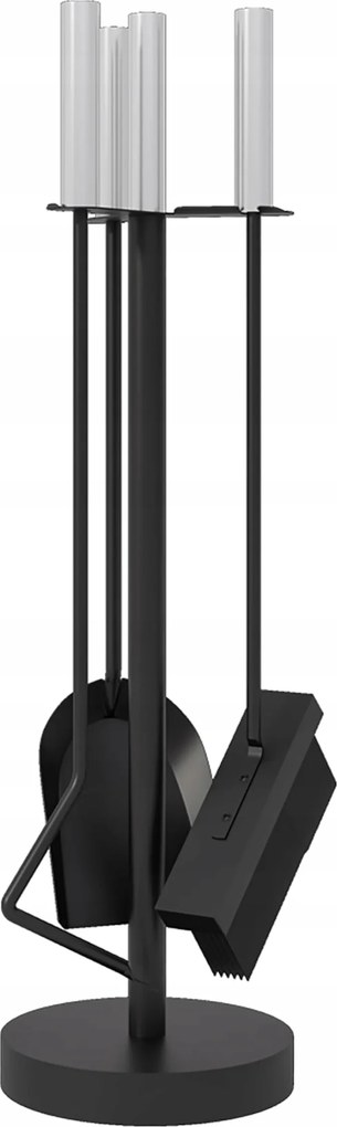 Kandalló állvány 4in1 fekete acél seprű lapát