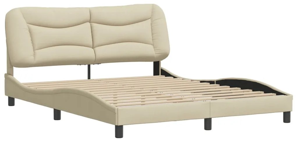 krémszínű szövet ágykeret matrac nélkül Hvar 160 x 200 cm