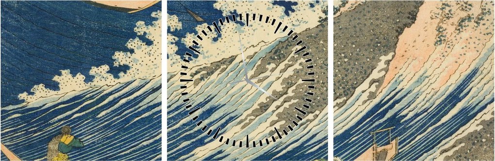 Kép - Katsushika Hokusai, Fishing Boats at Choshi in Shimosa (Soshu Choshi) , reprodukciók (órával) (90x30 cm)