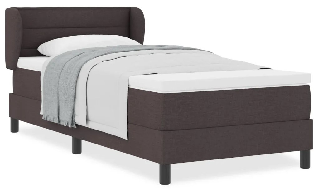 Boxspring Ágy Matrac Nélkül Sötétbarna 100x200 cm Szövet