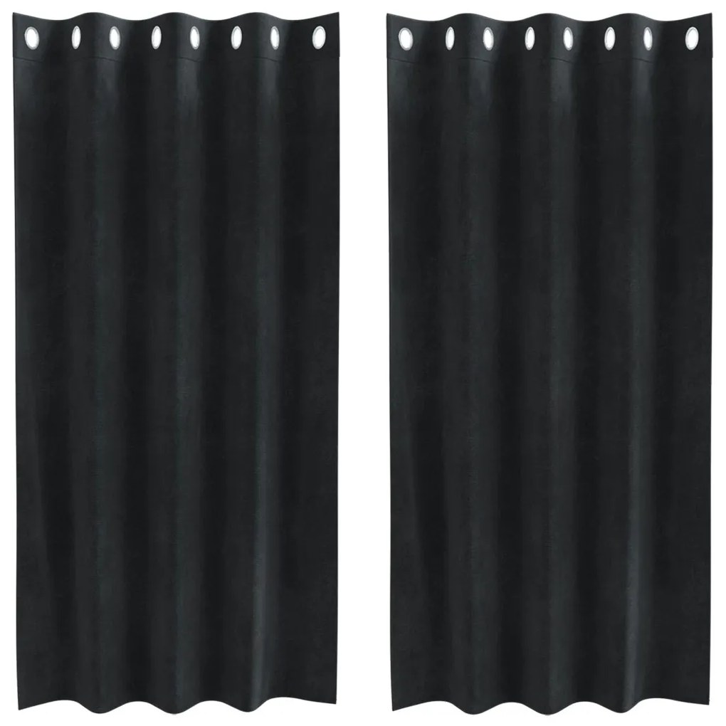 Függönyök függönyökkel 2 pcs Fekete 140 x 175 cm Bársony