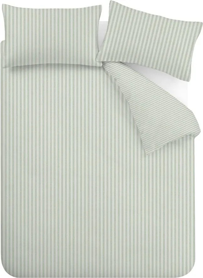 Zöld kétszemélyes háromrészes ágyneműhuzat 200x200 cm Epping Textured Stripe – Catherine Lansfield