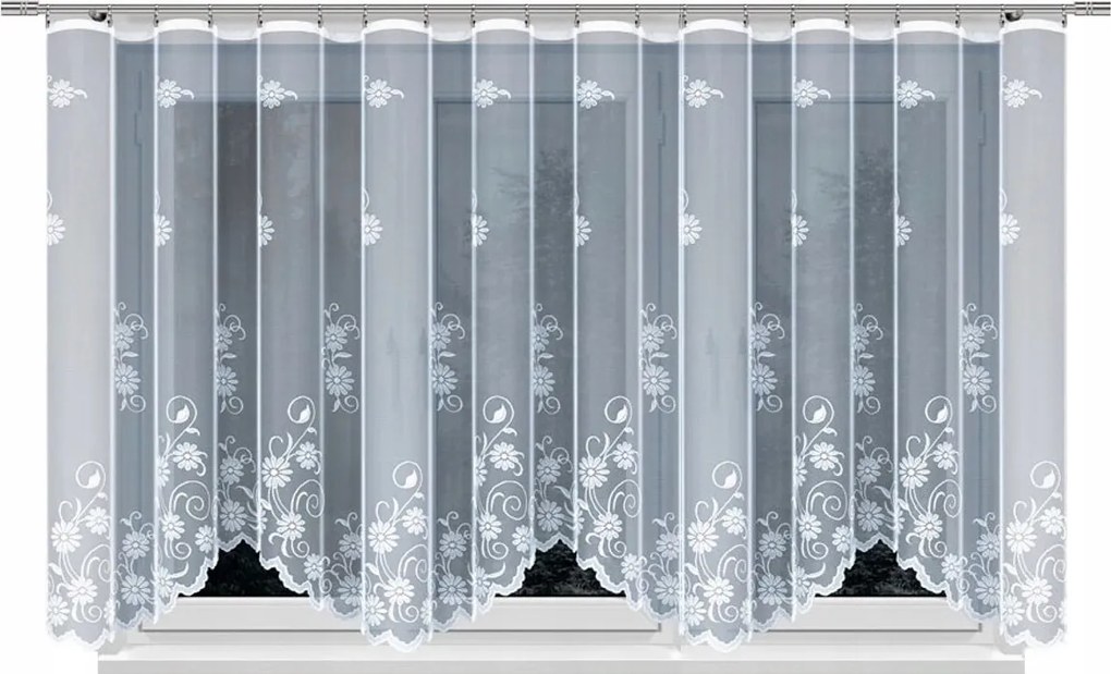 Justi 420x160cm rövid függöny, ablak, fogak (szegélyekkel) Hímzés S.a.