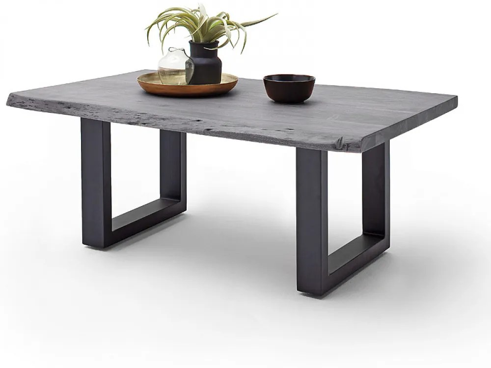 CARTAGENA dohányzó asztal akácfa 110x70cm - U alakú antikolt lábbal - Szürke