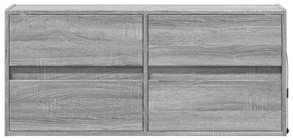 szürke sonoma színű fali TV-szekrény LED-del 100x31x45 cm