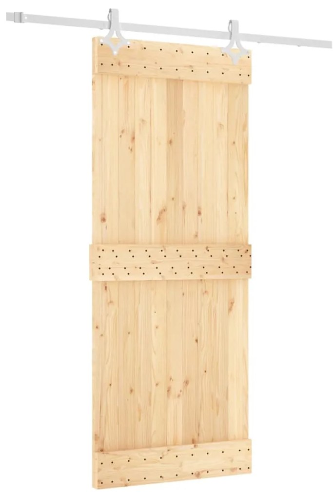 Tömör fenyőfa tolóajtó fémszerelék szettel 85x210 cm
