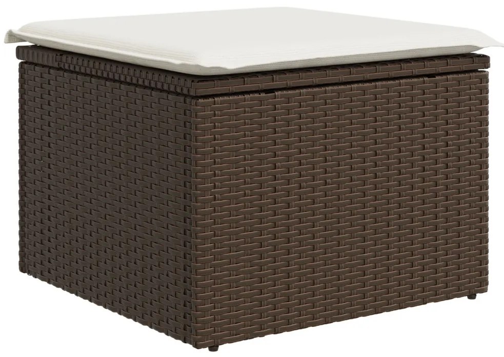 6 Darabos Kerti Sofasor Párnákkal Barna Poli Rattan