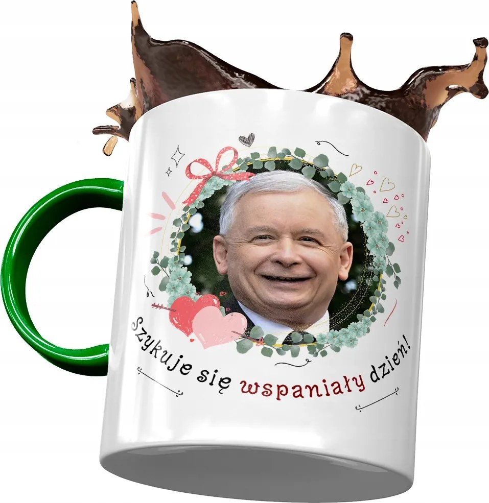 Zöld Jaroslaw Kaczynski PiS bögre Ajándék Nyomtatott Fotóval