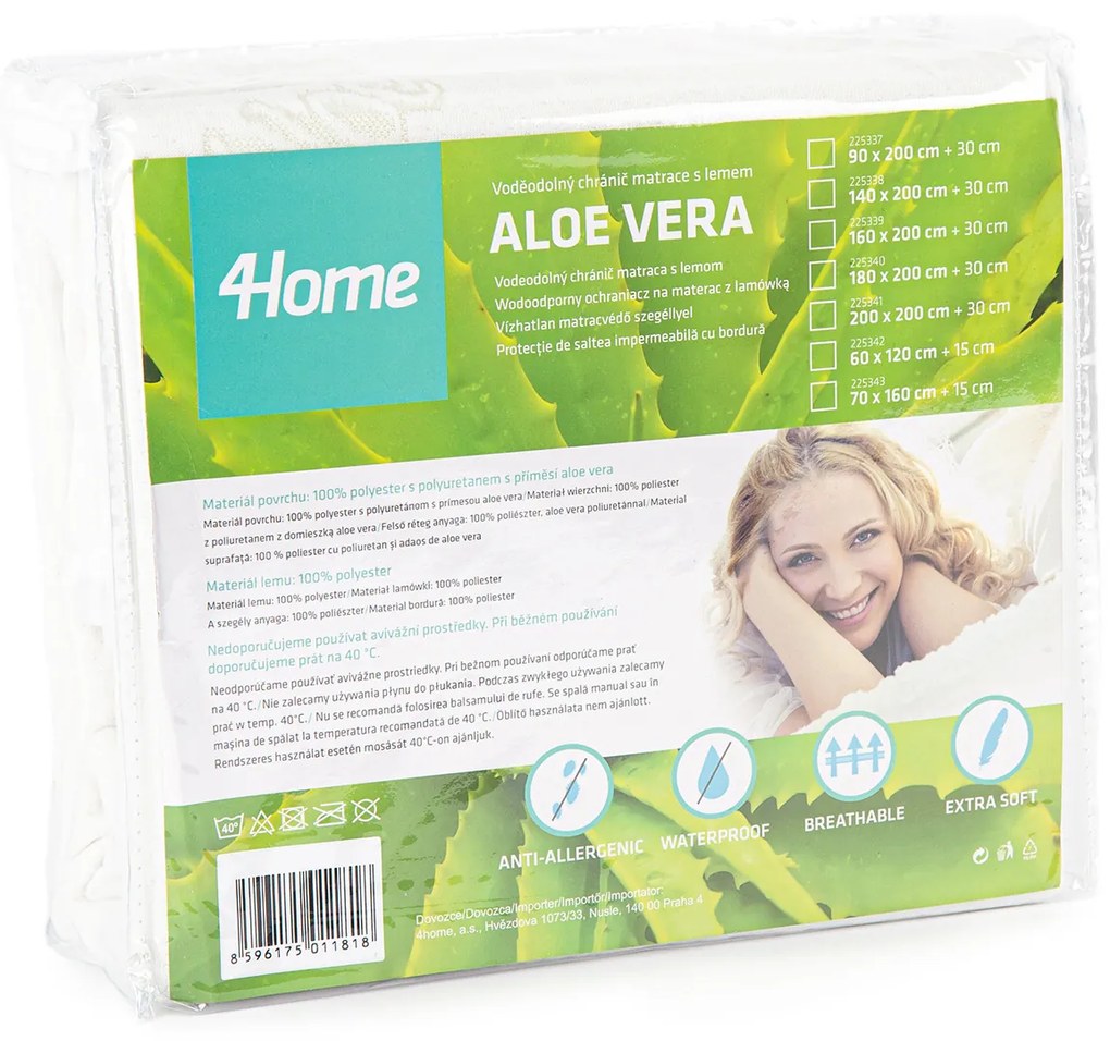 4Home Aloe Vera körgumis vízhatlan matracvédő, 70 x 160 cm